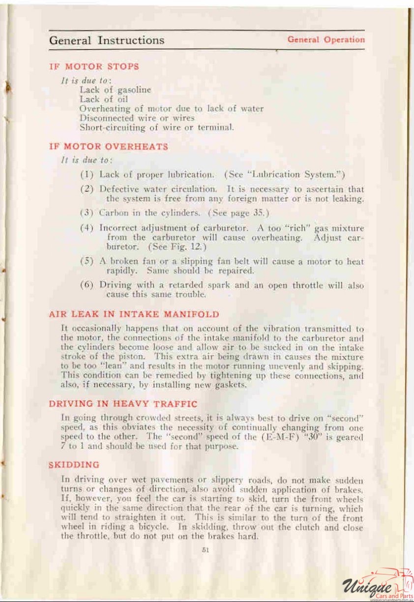 1912 Studebaker E-M-F 30 Operation Manual Page 14
